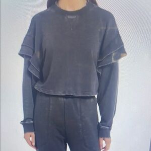 Black Ruffled Long Sleeve Top